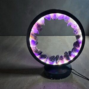 natural amethyst crystal LED halo lamp